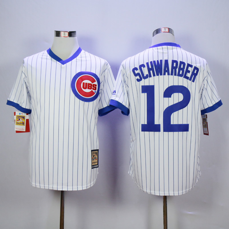 Men Chicago Cubs 12 Schwarber White MLB Jerseys